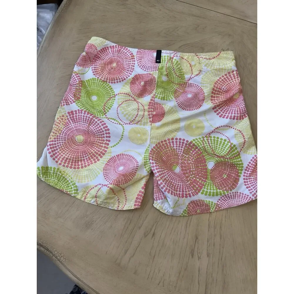VTG Y2K ONeill Mens 36 Board Shorts Swim Trunks Surfer Beach Pink Yellow 90s